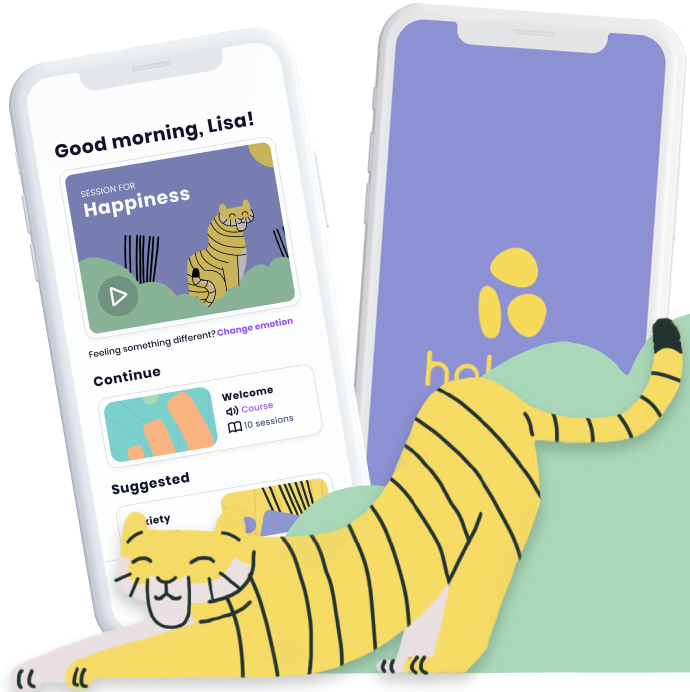 Hakuna app screens & tiger